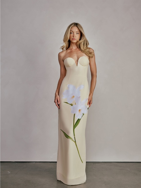 Katie May Dresses & Skirts - Katie May Ursula Yellow Strapless Floral Gown